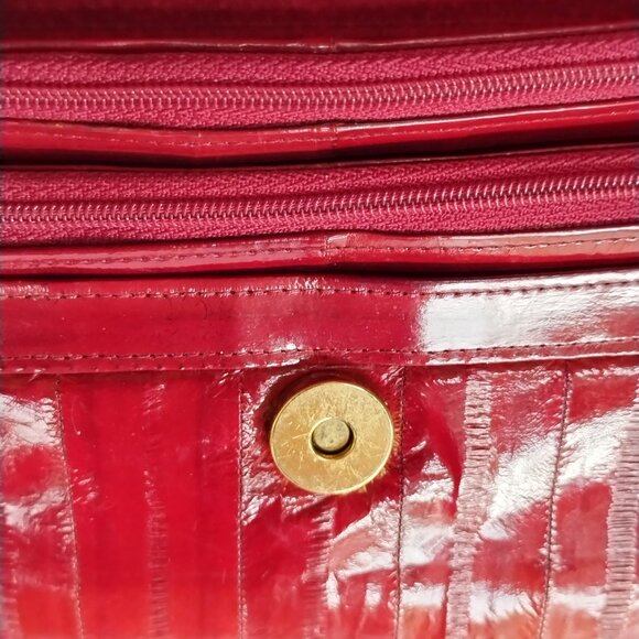 Vintage Genuine Eel Skin Crossbody Clutch Purse with Removable Strap - Picture 14 of 16